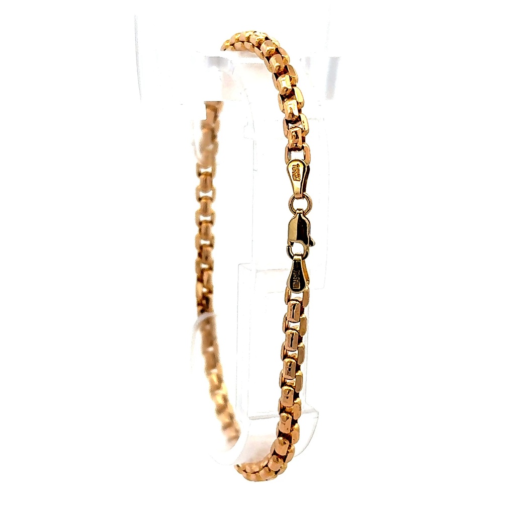 Bracelet Rounded Box Link 4mm 7.5" 10K