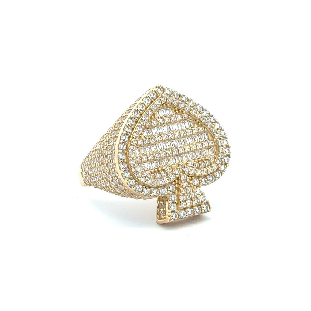 Ring CZ-Iced Big Spades 9.5 4.5mm 14K