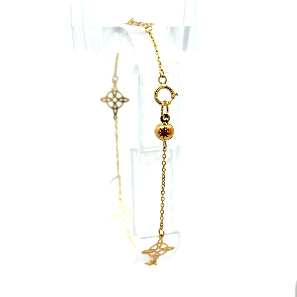Bracelet with Dainty Stations 9.5mm 7" 10K