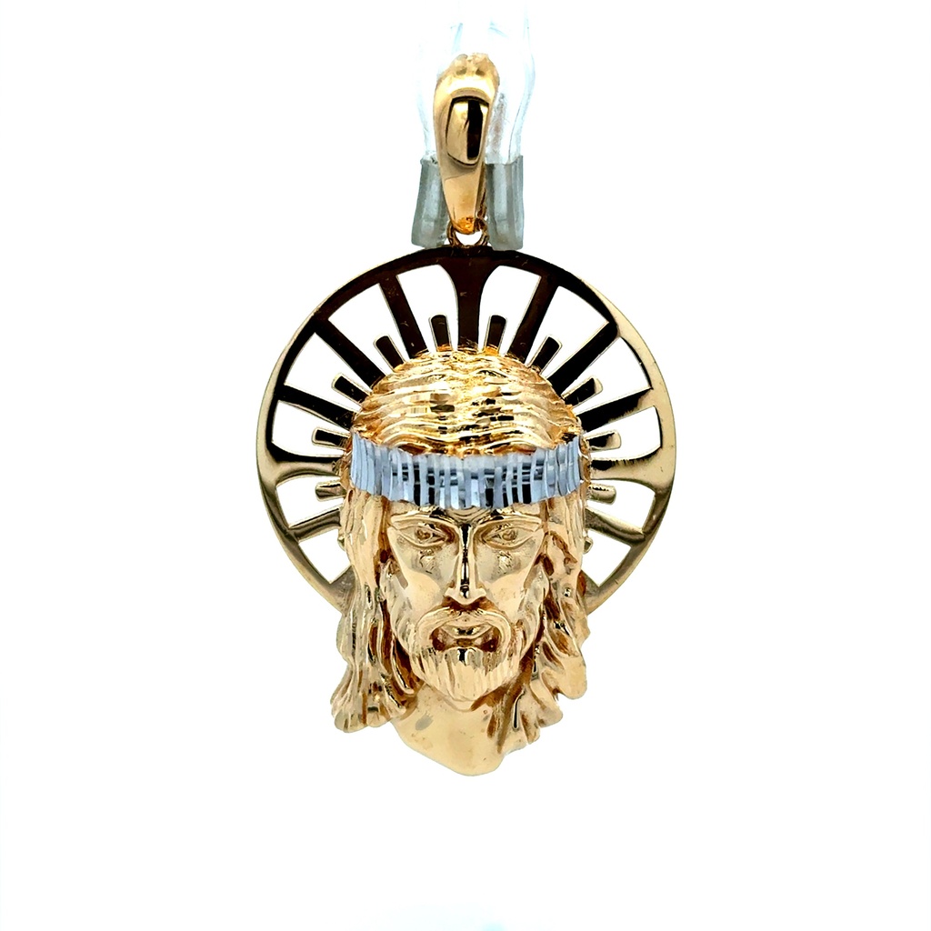 Pendant Halo Jesus Face with Crown of Thorns 56.5 14K