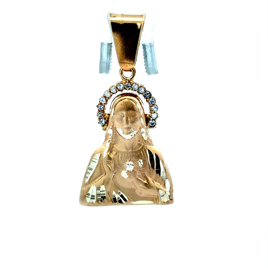 Pendant Jesus’ Blessing with CZ Halo 44 10K