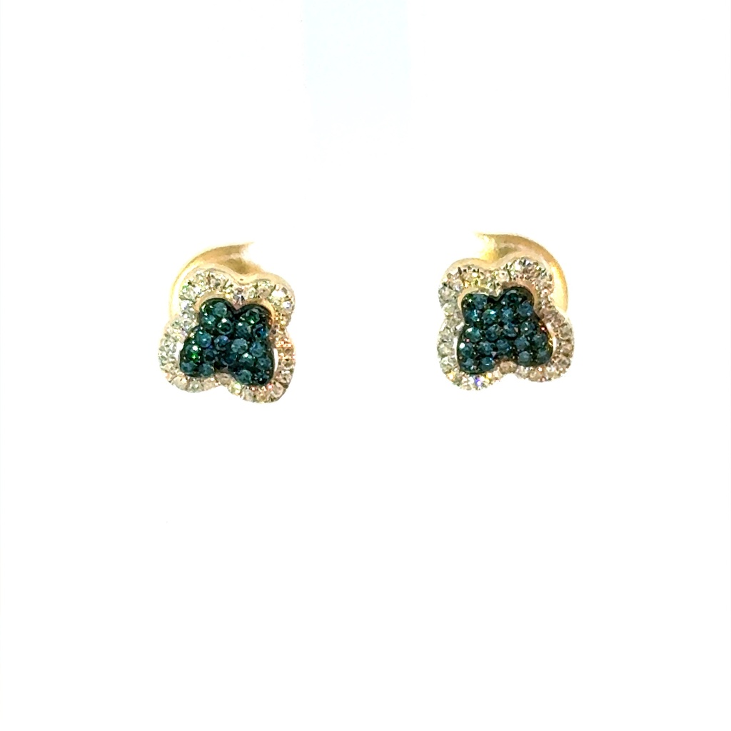 Earrings Stud Blue Diamond Round 10K 1/3ct