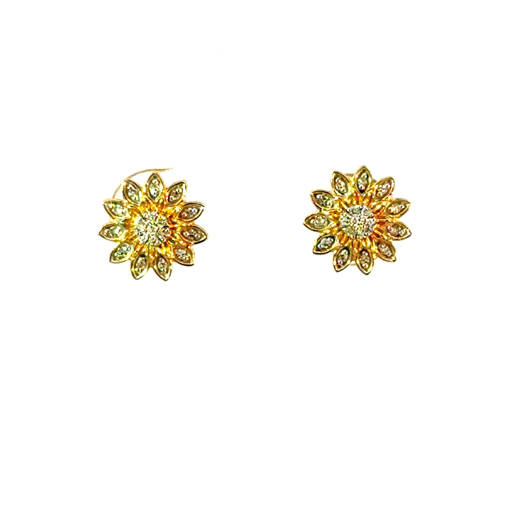 Earrings Stud 10K Round Diamond 1/10ct