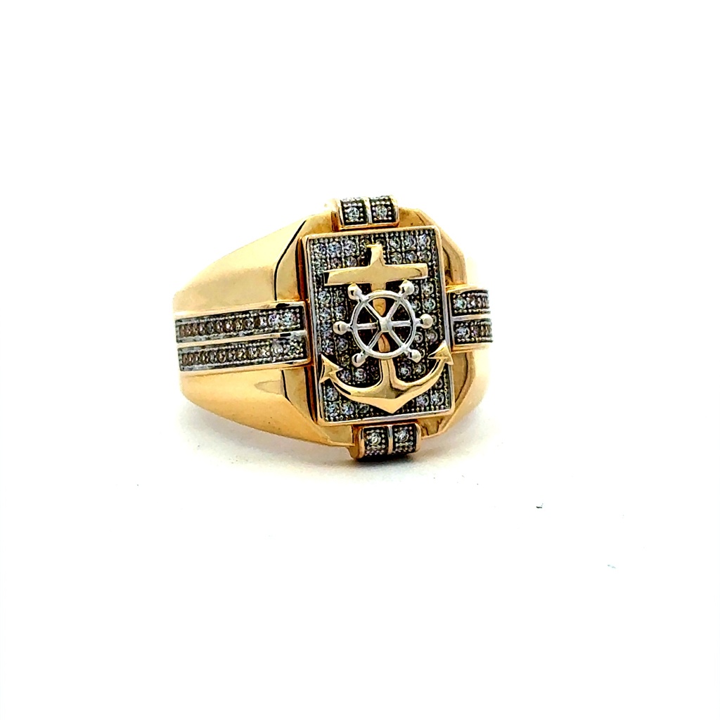 Ring Anchor with CZ 11 4mm 14K
