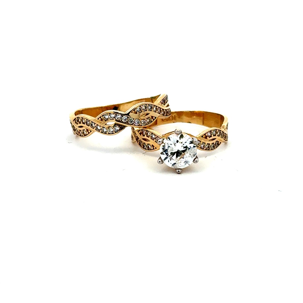 Ring CZ Bridal Set 7.5 7.5mm 14K