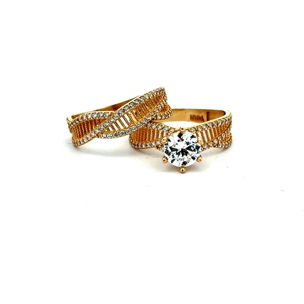 Ring CZ Bridal Set 8 7.5mm 14K