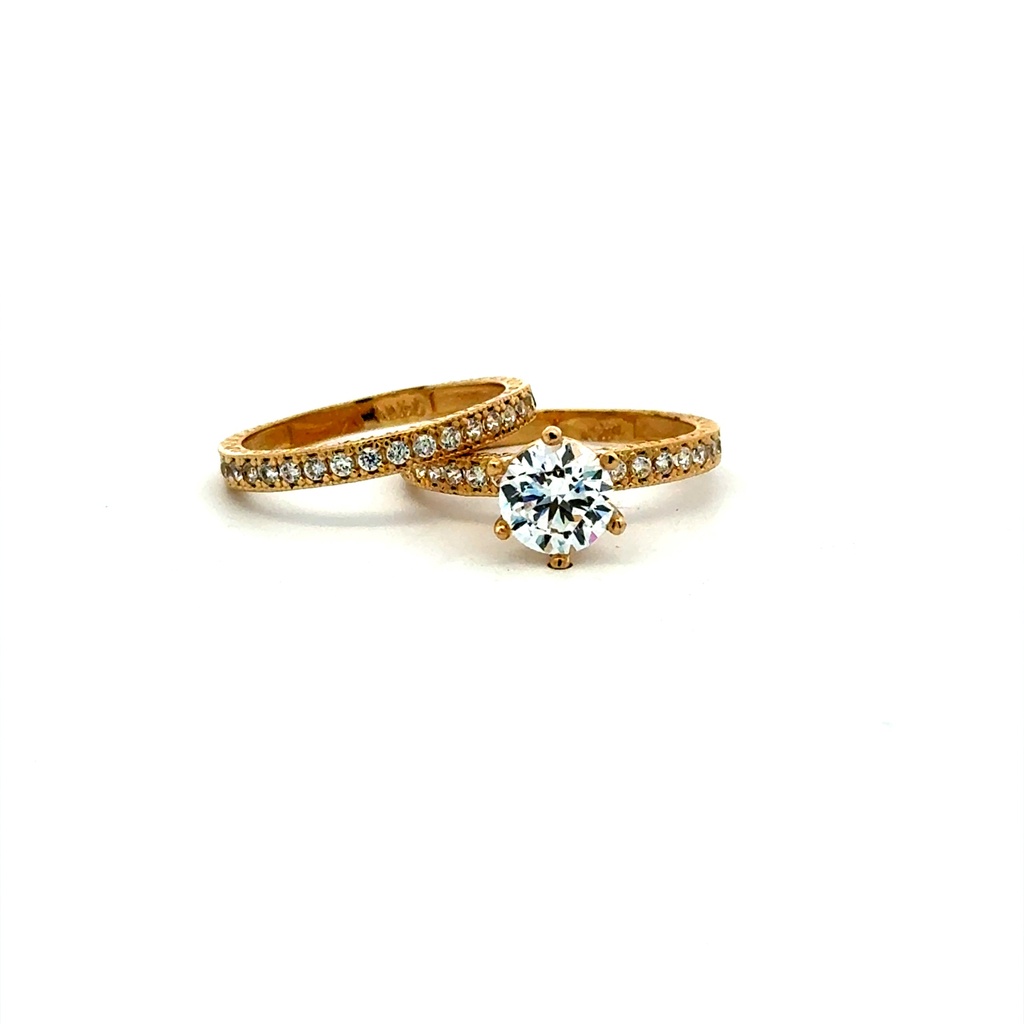 Ring CZ Bridal Set 7 5mm 14K