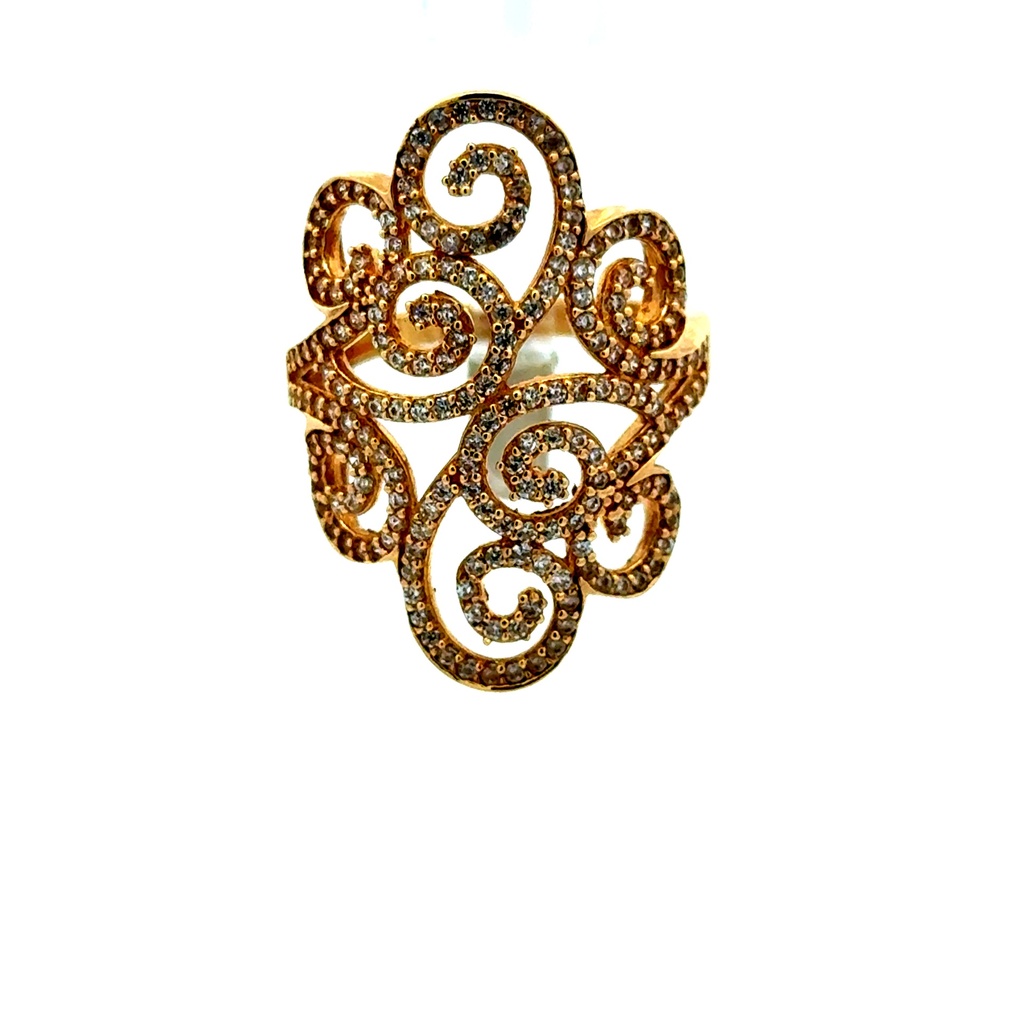 Ring Women's CZ Fantasy 7 2mm 14K