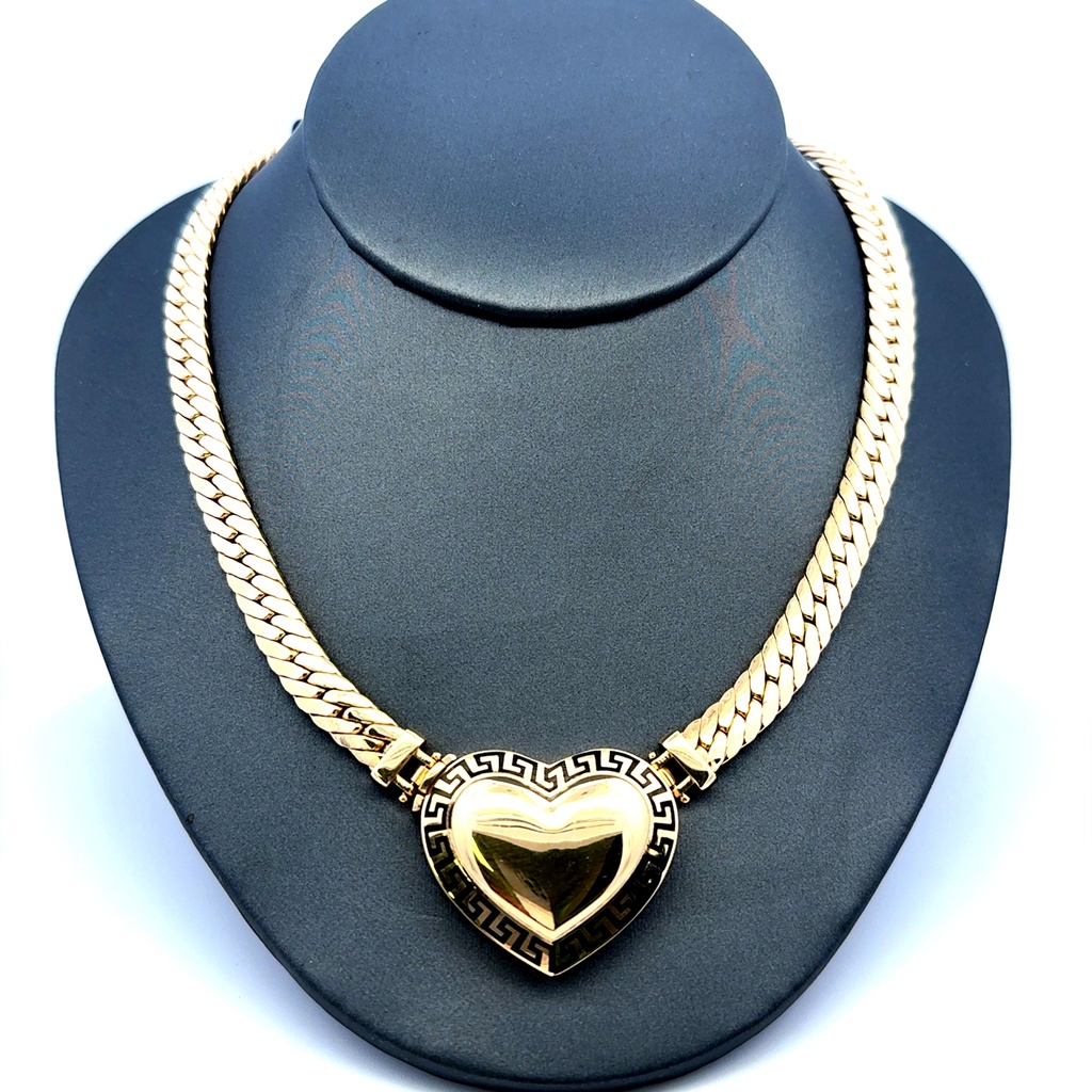 Necklaces Flat Herringbone with Heart Lock 26.5mm 16" 14K