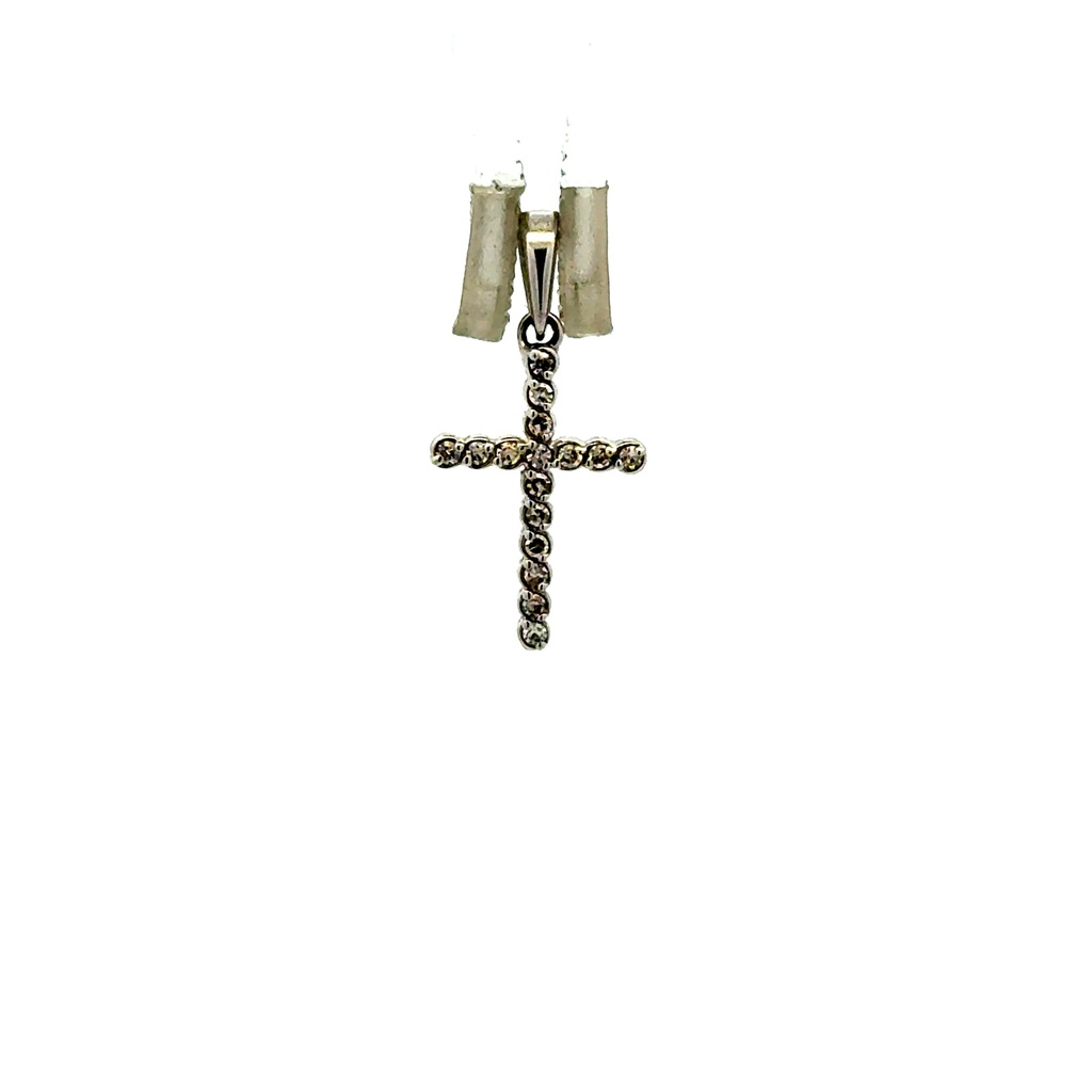 Pendant White Gold Cross Diamond Round 10K 1/3ct