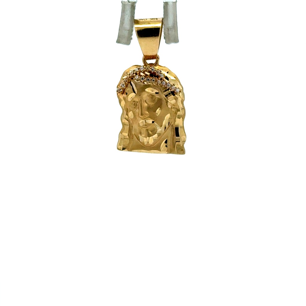 Pendant Jesus Face with CZ-Crown of Thorns 23 10K