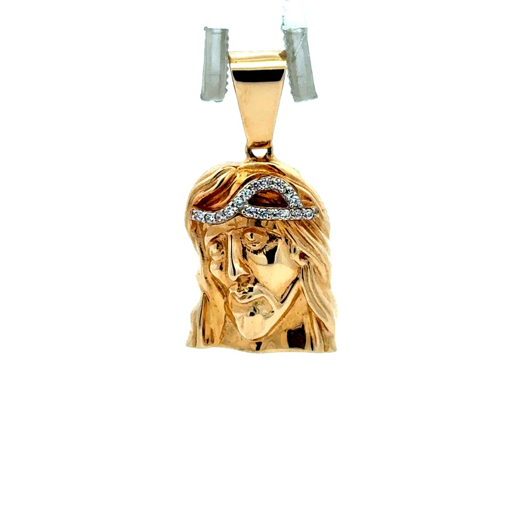 Pendant Jesus Face with CZ-Crown of Thorns 30 14K