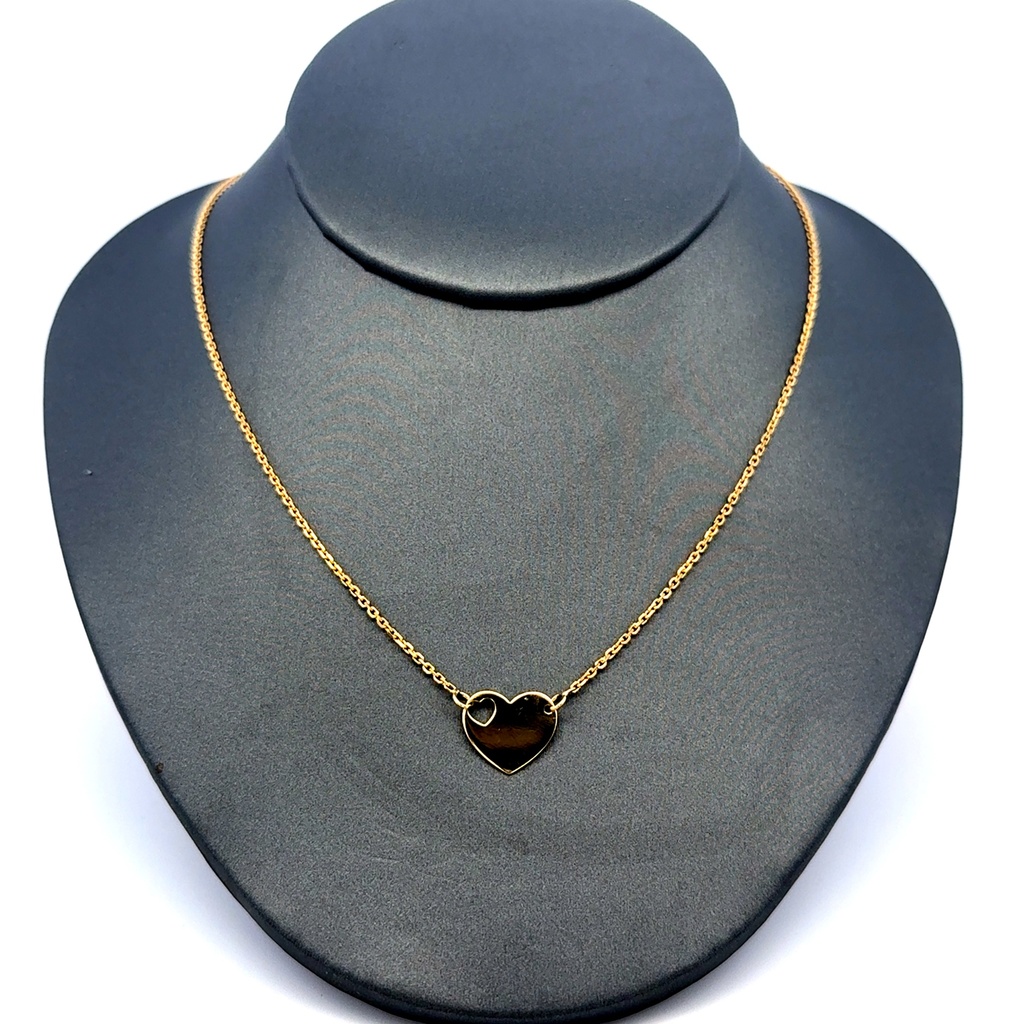 Chain Boston w Heart Pendant 1mm 17" 10K