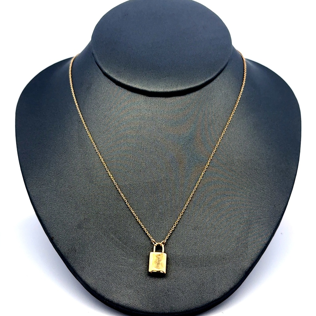 Chain Boston w Lock Detail 1mm 18" 14K