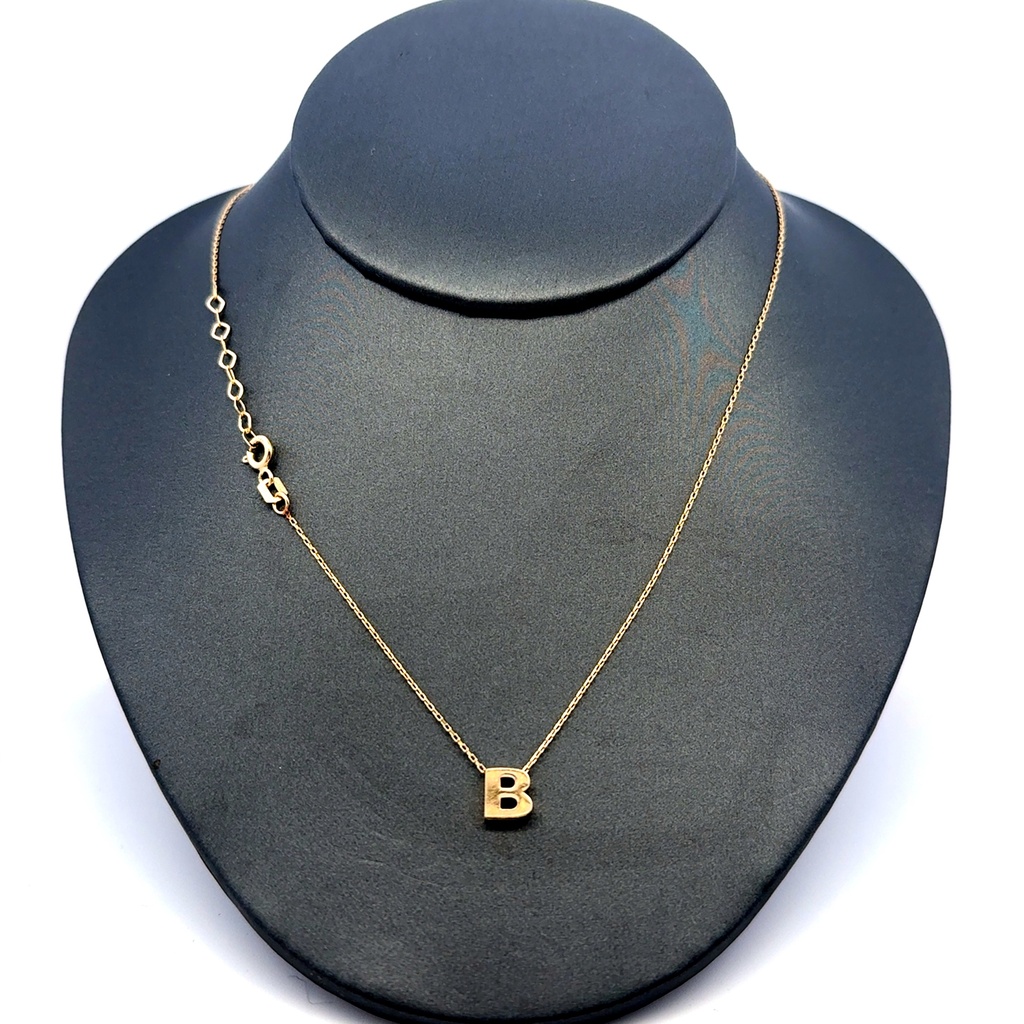 Chain Lowercase Initial 'B' 0.5mm 16" 14K