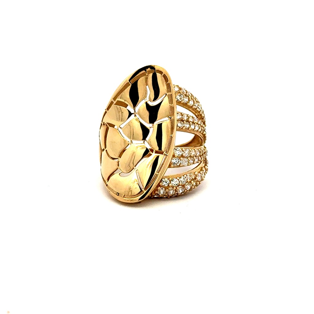 Ring Women's Bold Oversized w CZ 6.5 2mm 10K