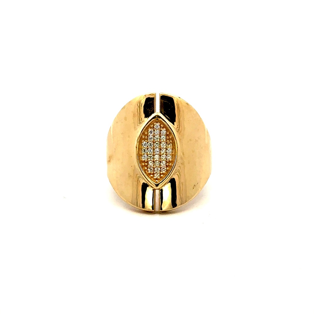 Ring Women's Bold Oversized w CZ 6 2.5mm 10K
