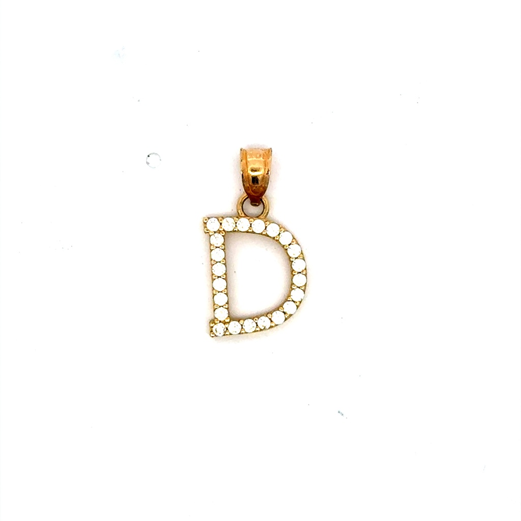 Pendant Pave CZ Block Initial 'D' 19 10K