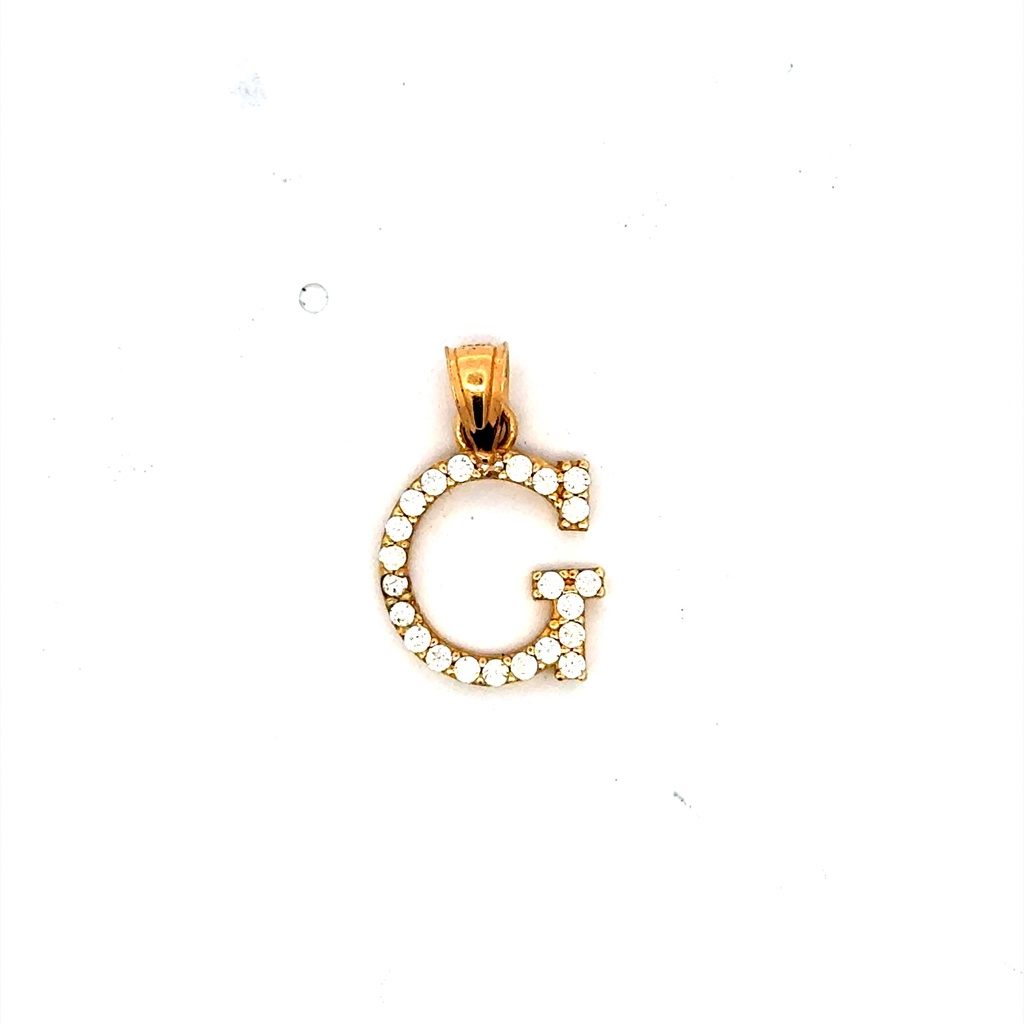 Pendant Pave CZ Block Initial 'G' 19 14K