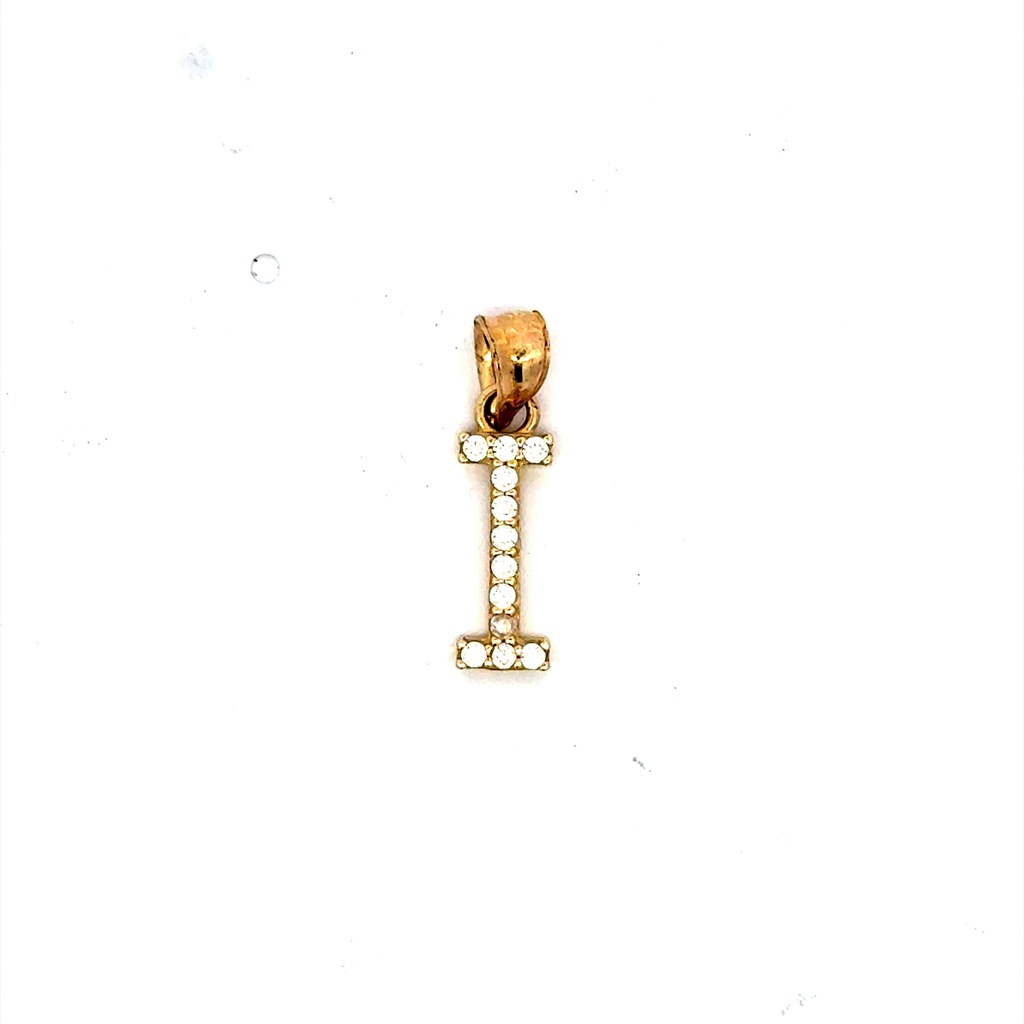 Pendant Pave CZ Block Initial 'I' 19 10K