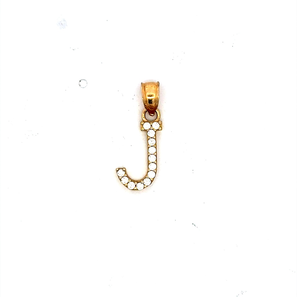 Pendant Pave CZ Block Initial 'J' 19 10K