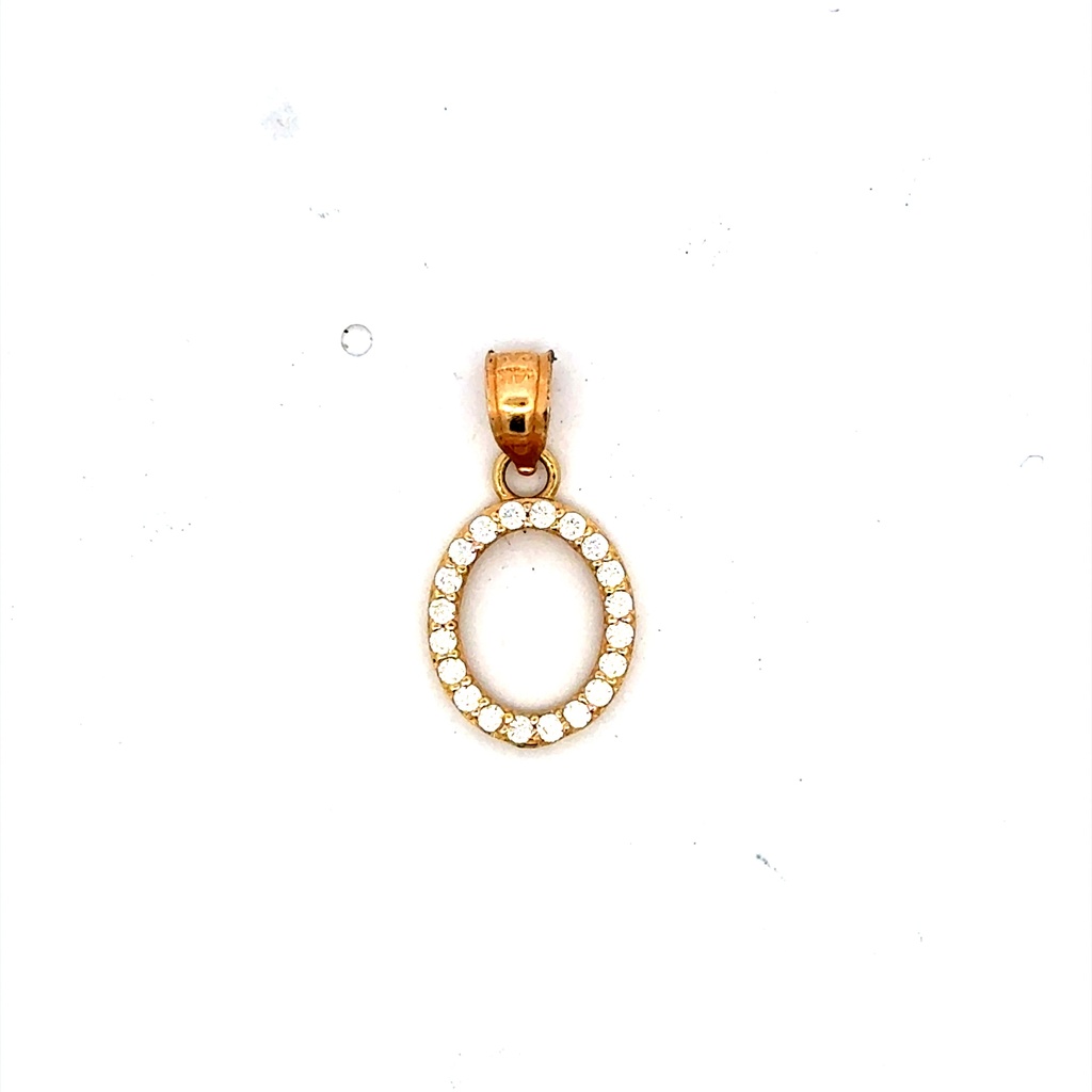 Pendant Pave CZ Block Initial 'O' 19 14K