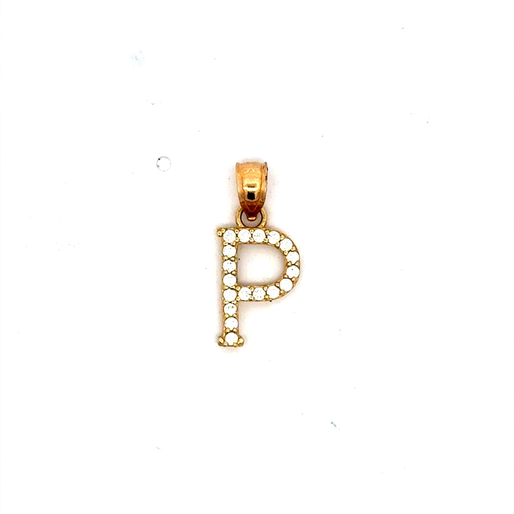 Pendant Pave CZ Block Initial 'P' 19 10K