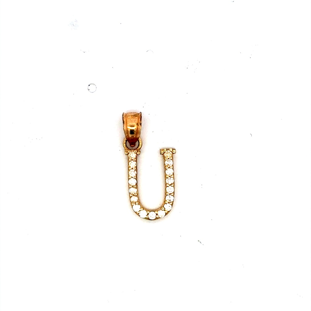Pendant Pave CZ Block Initial 'U' 19 10K