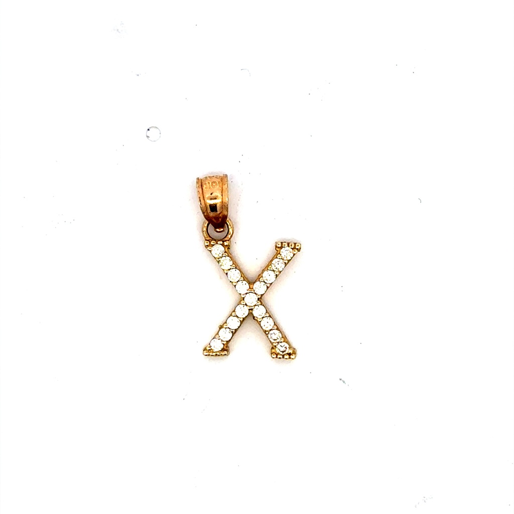 Pendant Pave CZ Block Initial 'X' 19 10K