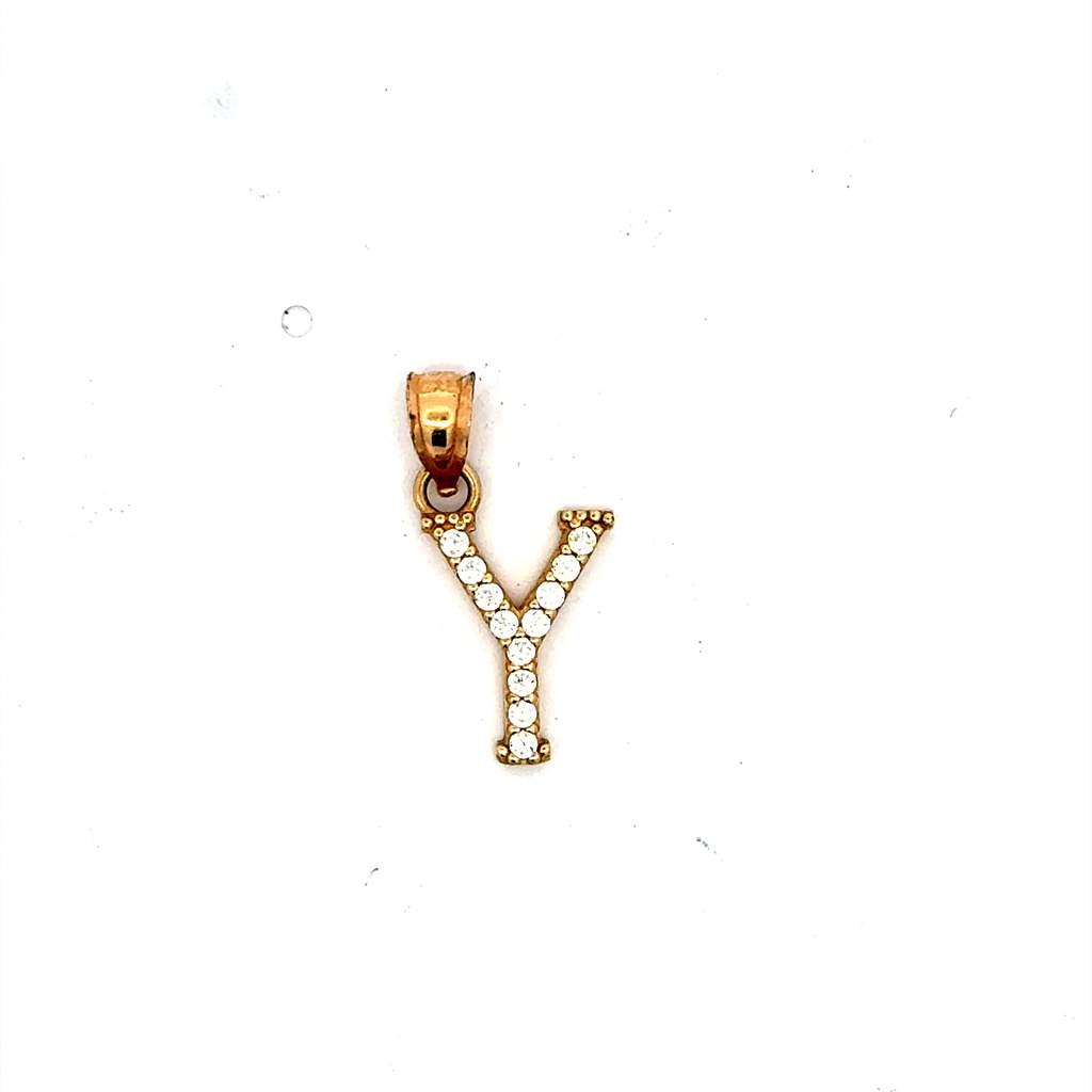 Pendant Pave CZ Block Initial 'Y' 19 10K