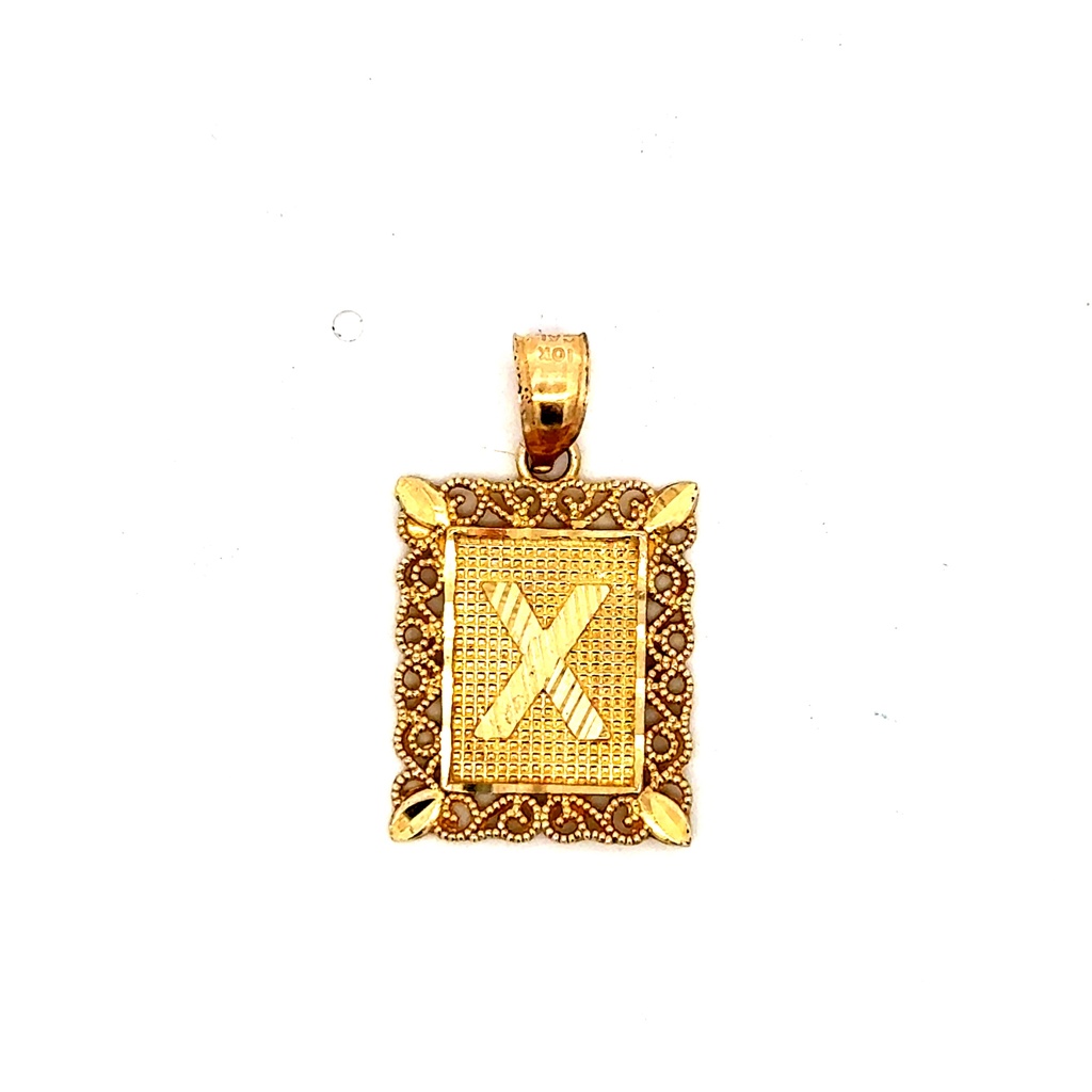 Pendant Rect Openwork Frame Initial 'X' 25.5 10K