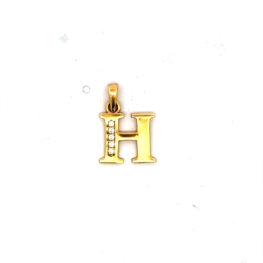 Pendant Initial with CZ 'H' 17 14K