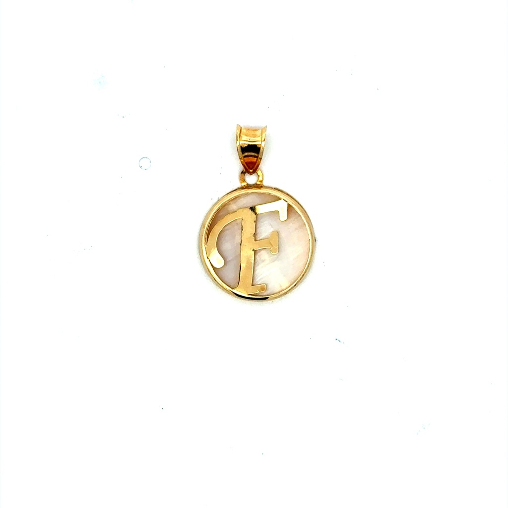 Pendant Mother-of-Pearl Initial 'F' 22 10K