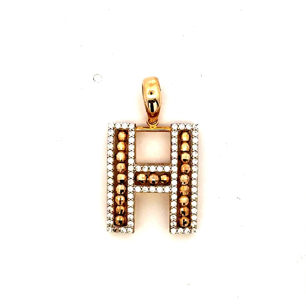Pendant CZ-Edged Uppercase Initial 'H' 27 14K