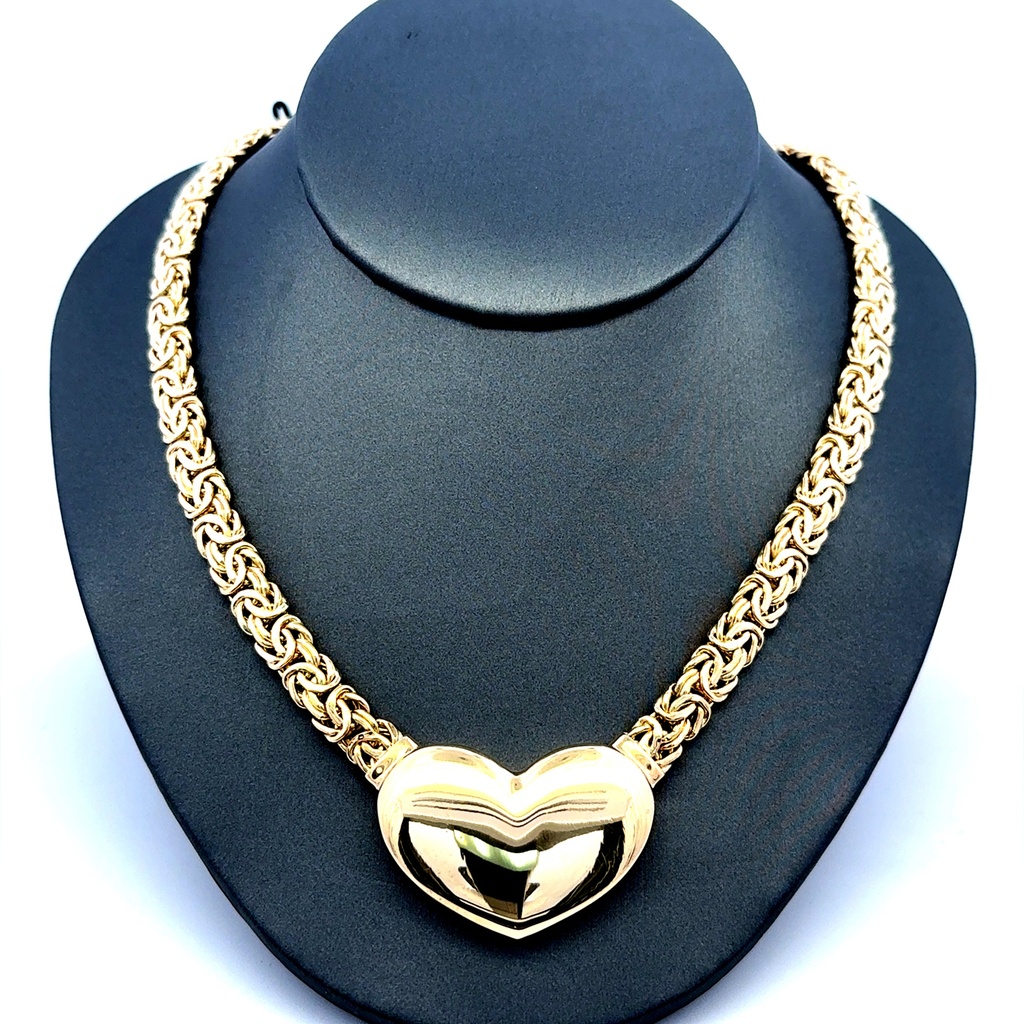 Necklaces Byzantine with Heart 7.5mm 18.5" 10K