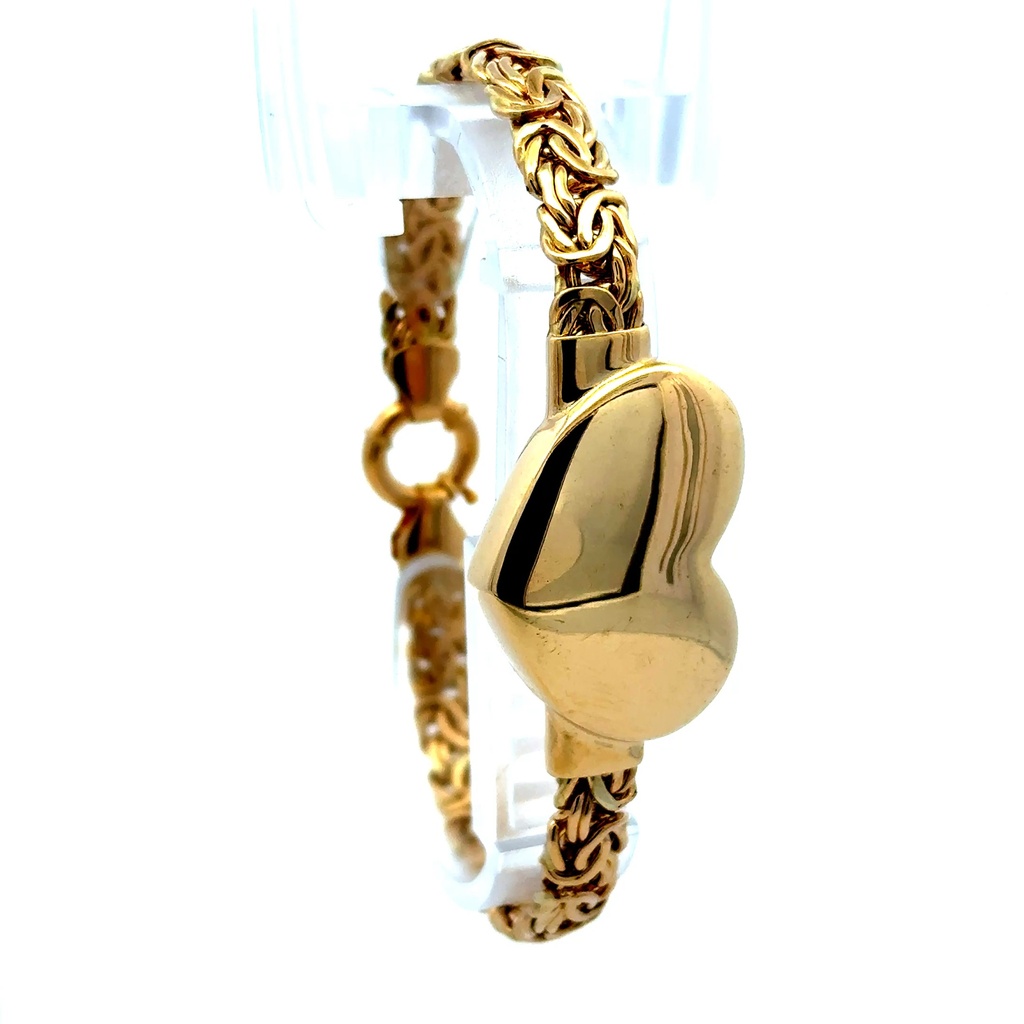Bracelet Byzantine with Heart 7mm 7.5" 10K