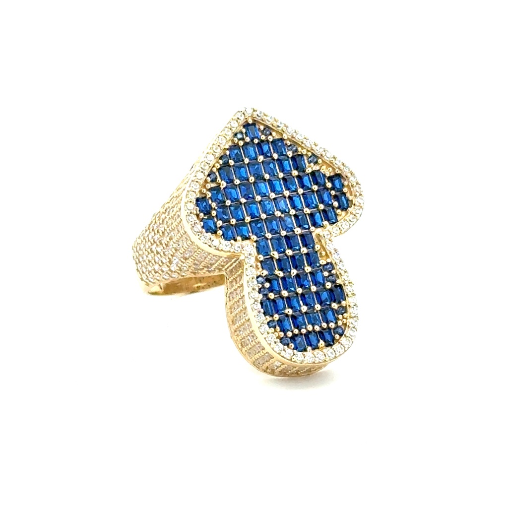 Ring CZ-Iced Big Blue Flex Arrow 11 4.5mm 10K