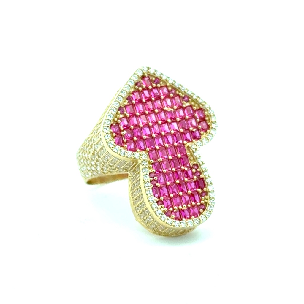 Ring CZ-Iced Big Pink Flex Arrow 10.5 4mm 10K