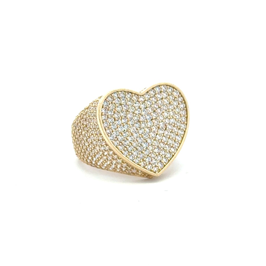 Ring CZ-Iced Big Heart 7 4mm 10K