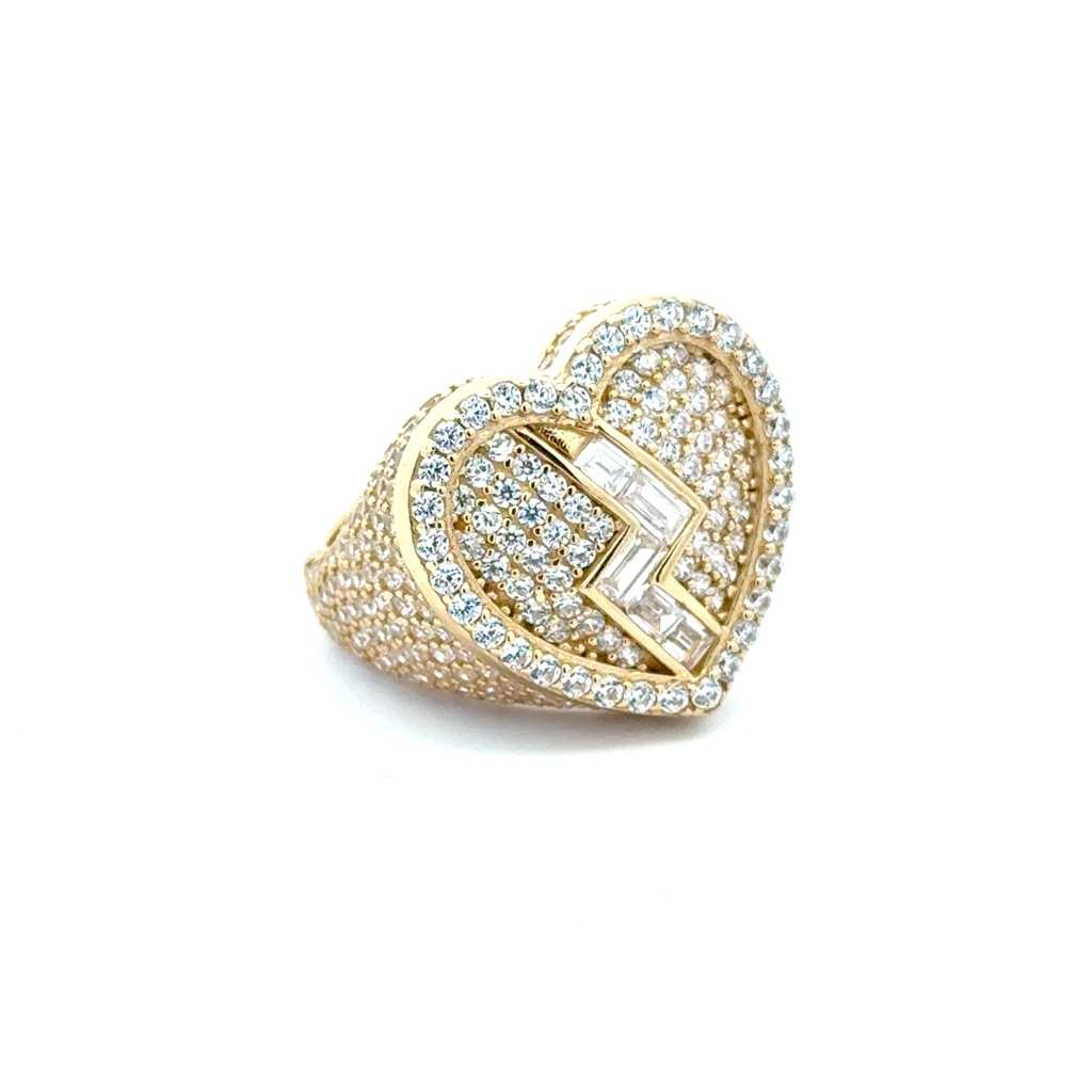 Ring CZ-Iced Big Broken Heart 7 3.5mm 10K