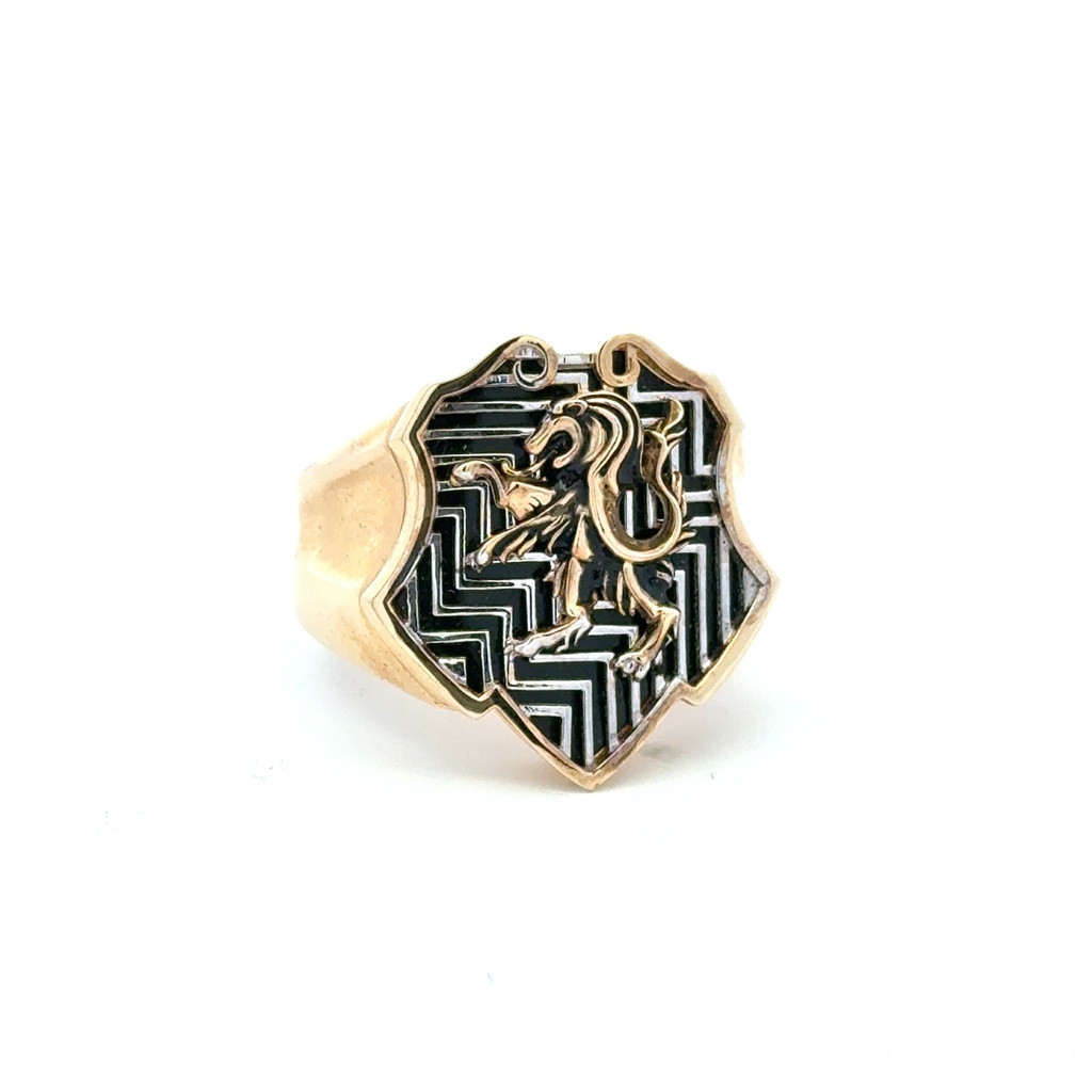 Ring Three Tone Shield with Rampant Lion 11 6.5mm 10K