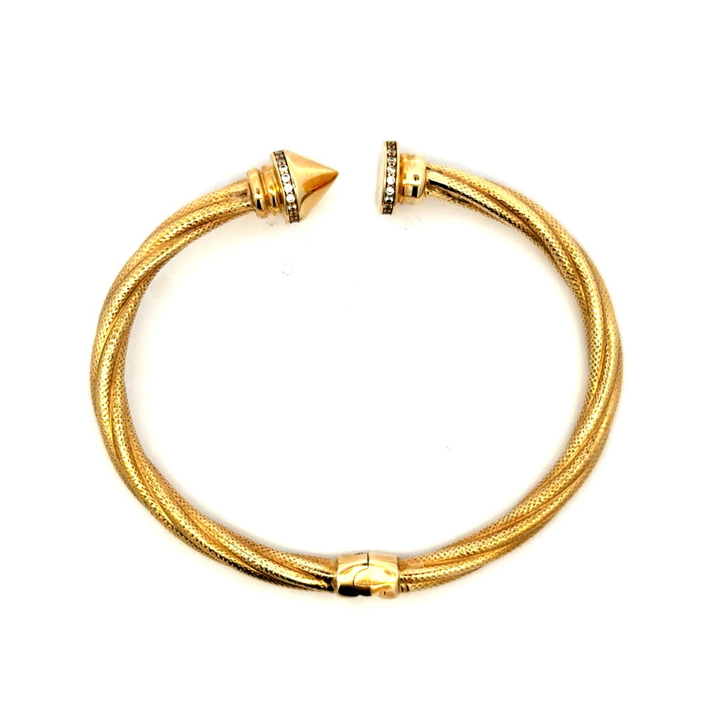 Bangle Hollow Twisted Nail with CZ 17 5mm 10K