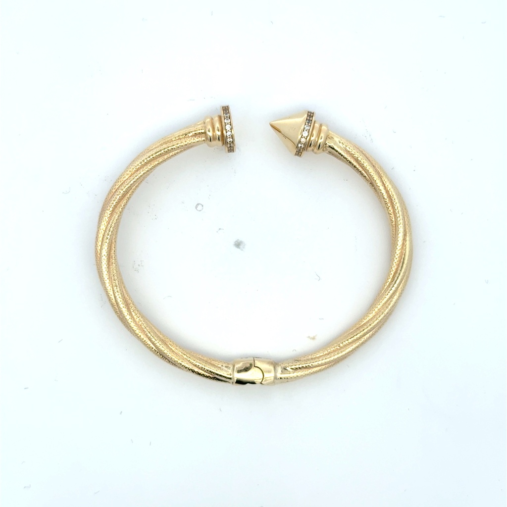 Bangle Hollow Twisted Nail with CZ 18 5mm 10K