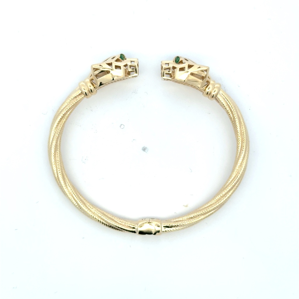 Bangle Hollow Twisted Panther Heads 16 5mm 10K
