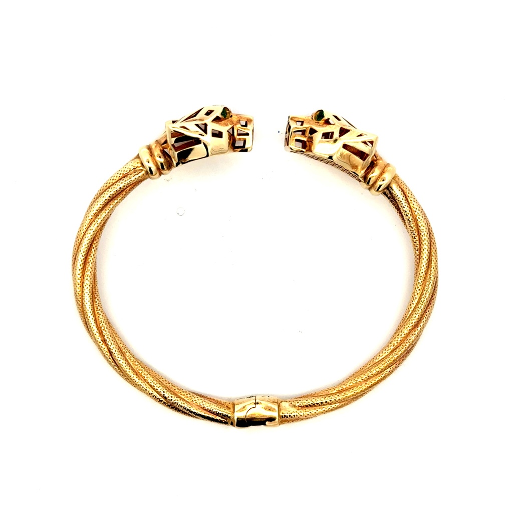 Bangle Hollow Twisted Panther Heads 17 5mm 10K