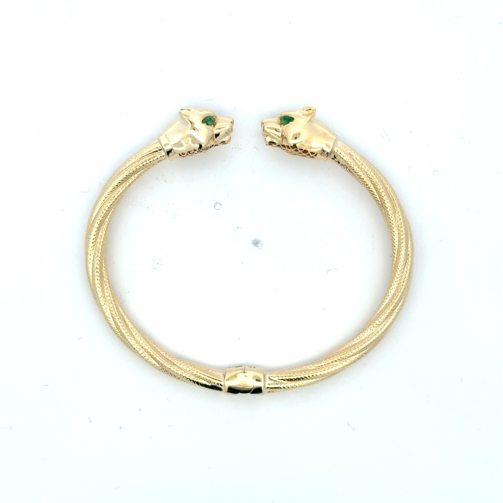 Bangle Hollow Twisted She Panther Heads 17 5mm 10K