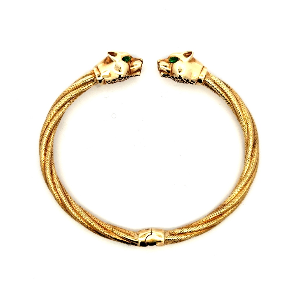 Bangle Hollow Twisted She Panther Heads 18 5mm 10K