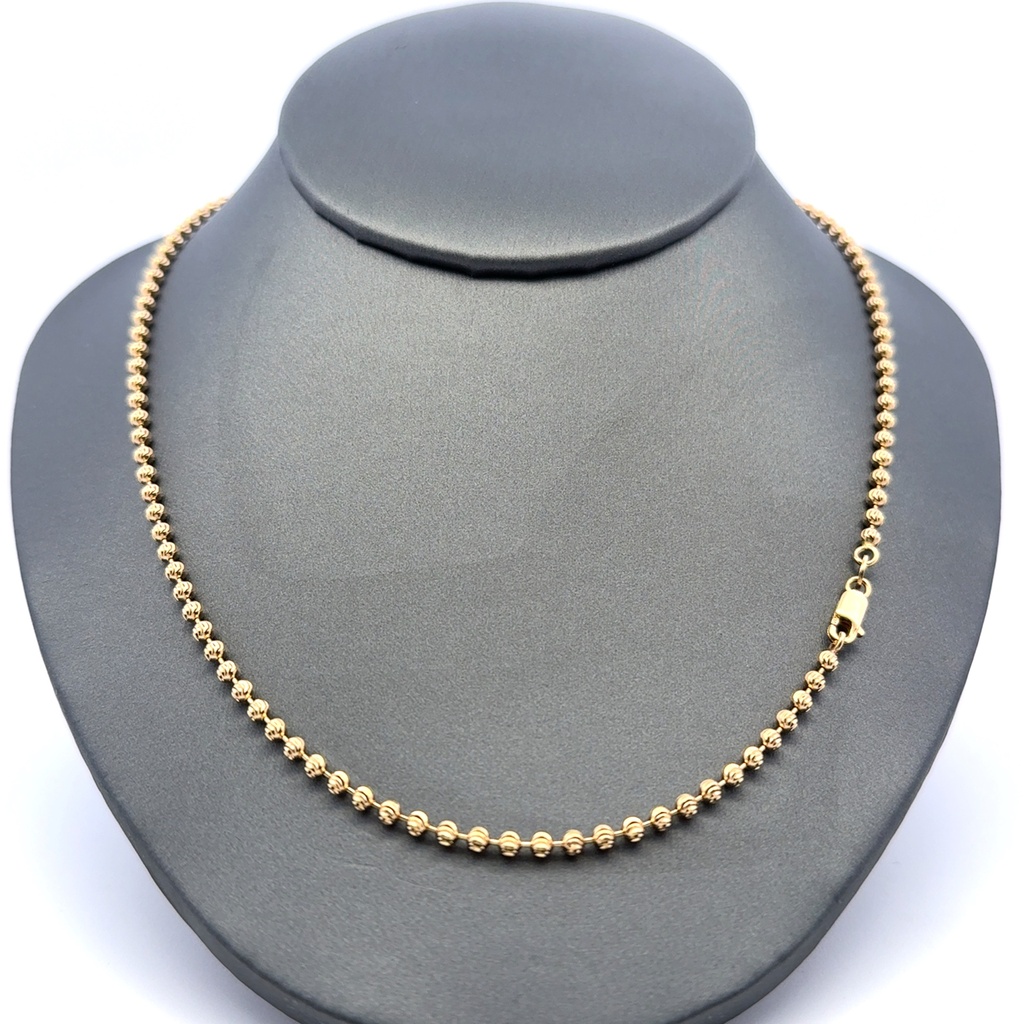 Chain Faceted Military Bead Ball 2.5mm 20" 10K