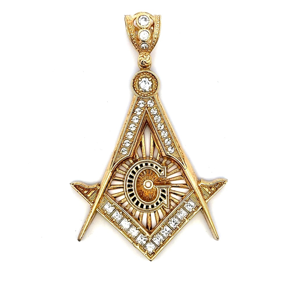 Pendant Masonic Square & Compass with CZ 83 10K