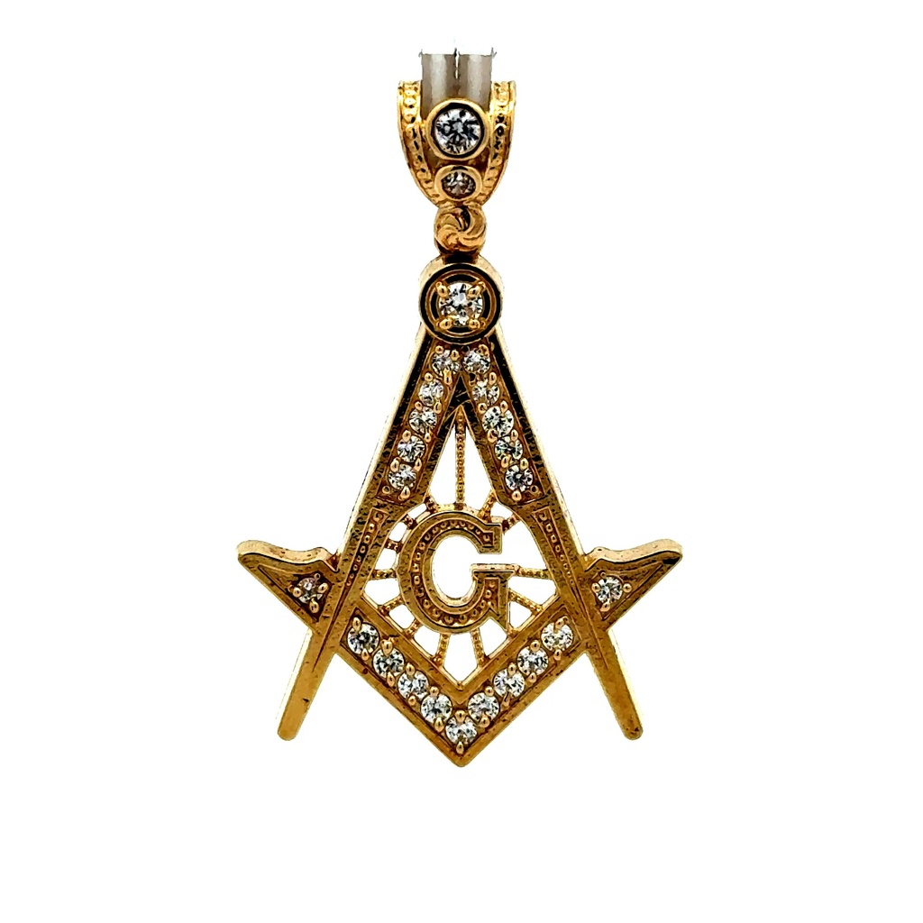 Pendant Masonic Square & Compass with CZ 45 10K